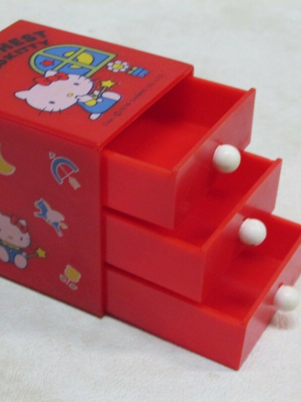 1978 Vintage Sanrio Hello Kitty Red 3 Tier Popout Chest Drawer Storage Japan